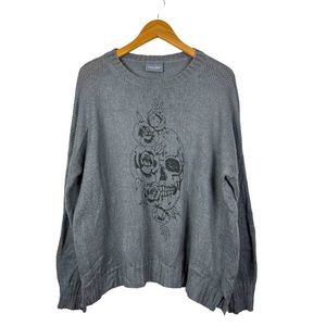 Wooden Ships Paola Buendia Mohair Blend Oversized Sweater M/L Grey Black Skull